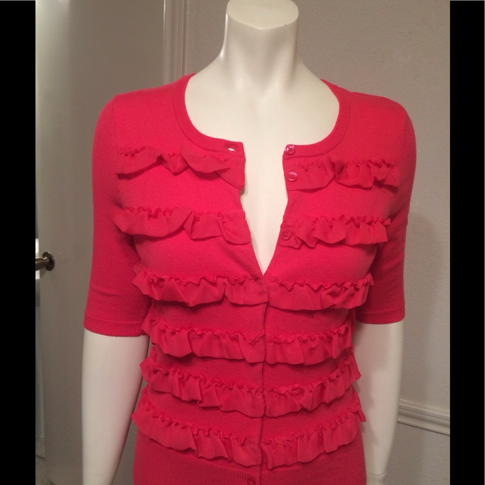 The Limited ruffle pink cardigan